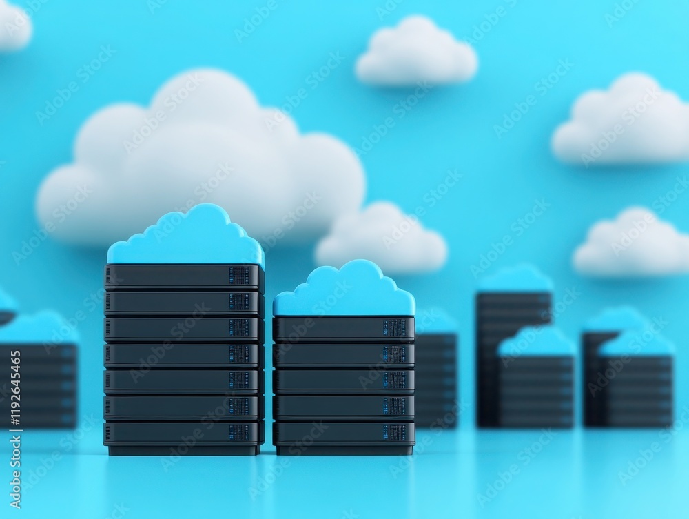 Aufkleber colorful cloud storage stacks represent data management and modern technology solutions in cloud com