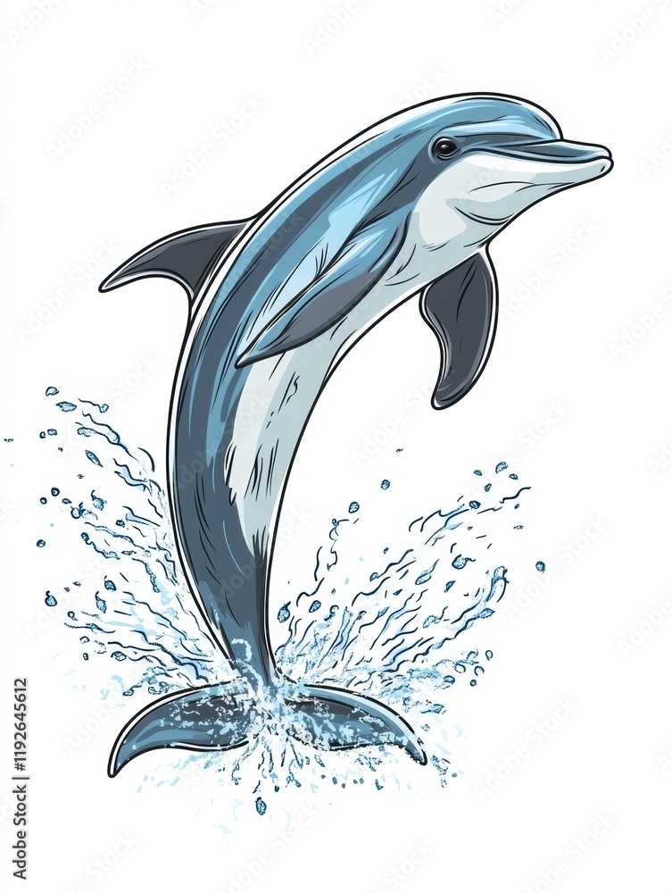 Aufkleber illustration of a dolphin leaping out of the water in a playful display of agility and grace. genera
