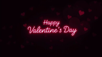 Valentine's greeting card with neon calligraphy on dark background. Valentine's day banner. Romantic poster.	
