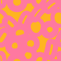 Pink abstract print, header, background, seamless pattern with different rounds. Vector 