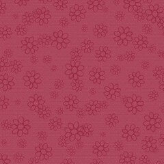 Red textured seamless floral pattern with subtle doodle-style flowers, ideal for fabric printing, quilting, wrapping paper, and vintage decorative projects.