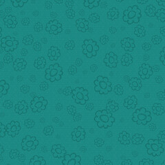 Teal textured seamless floral pattern with hand-drawn doodle flowers, perfect for fabric design, stationery, quilting, and modern decorative backgrounds.