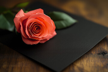 red rose on a wooden background