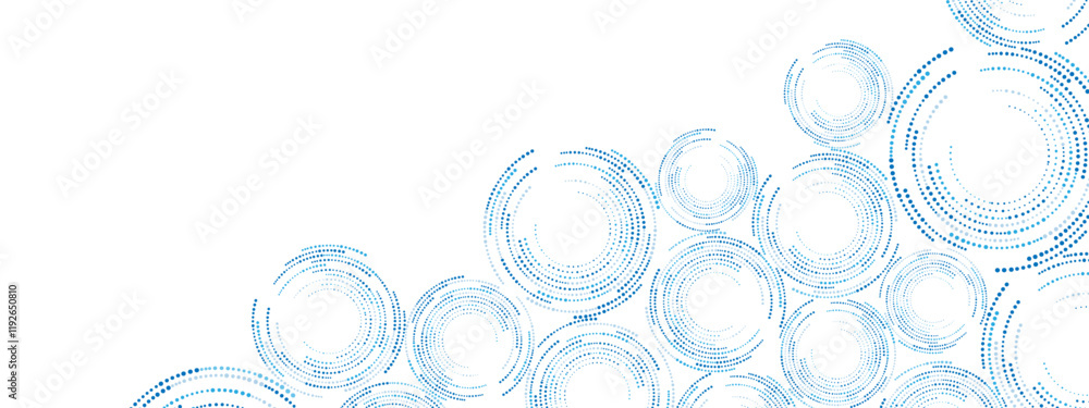 Poster blue abstract background of dots. texture of random particles. chaotic ornament, mosaic, circular pa