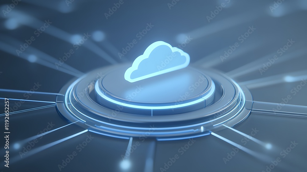 Poster futuristic cloud technology concept with glowing data connections and digital network background