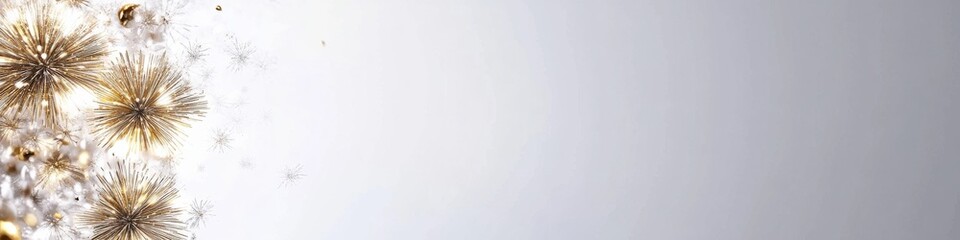 Festive holiday background with sparkling golden fireworks and glittering elements