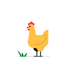 Chicken In Flat Vector Illustration Symbolizing Poultry, Farm Life, And Agriculture, Isolated On White Background