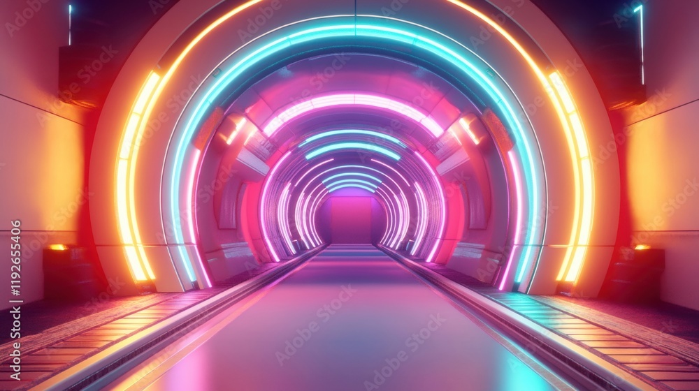 Aufkleber colorful neon lights create a captivating tunnel effect, enhancing the sense of depth and movement i