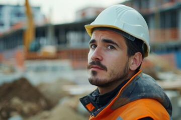 Fototapeta premium Construction worker in uniform and safety equipment generative AI