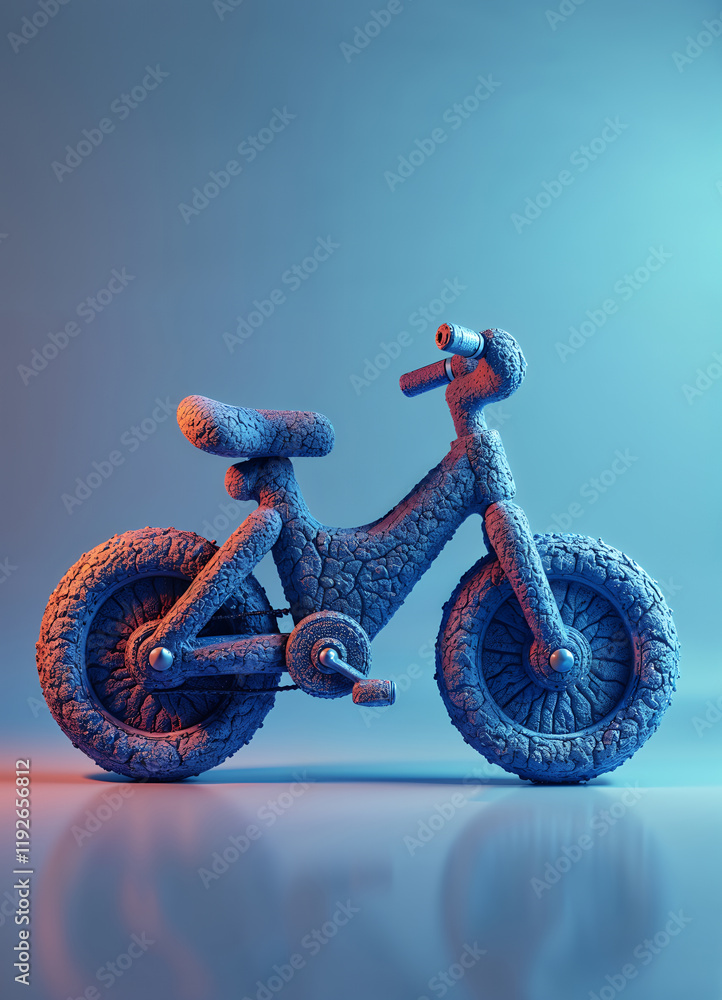 Poster creative and artistic representation of a bicycle with distinctive textured appearance