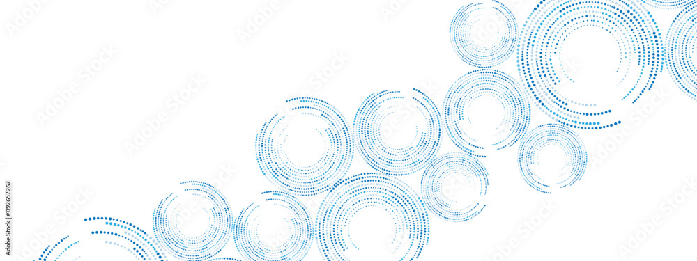Poster blue abstract background of dots. texture of random particles. chaotic ornament, mosaic, circular pa