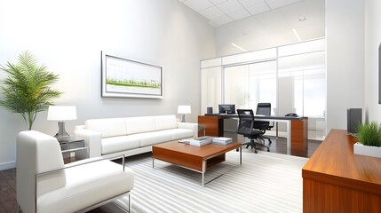 Modern office waiting area bright airy design. AI Generated