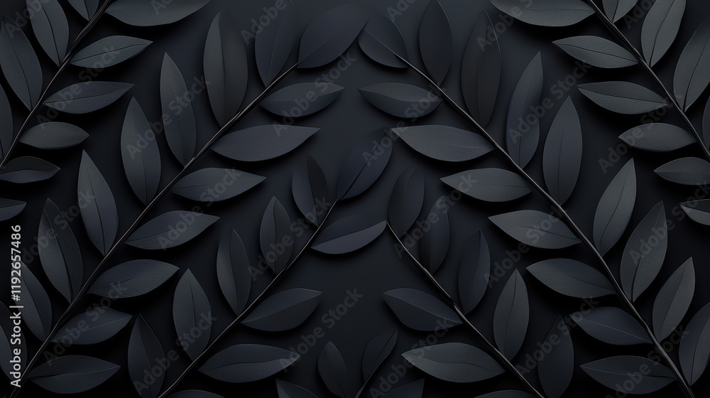 Poster dark elegant leaf pattern on a black background for design use