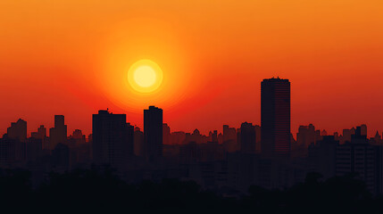 Naklejka premium Sunrise over a modern skyscraper symbolizing new business opportunities 