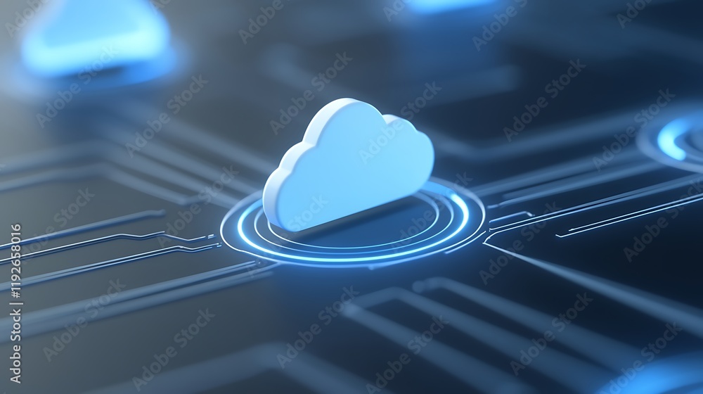 Aufkleber innovative cloud computing concept represented by 3d cloud symbol on futuristic digital circuit back