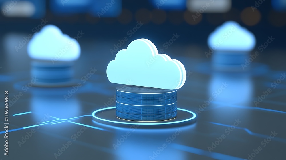 Poster modern cloud computing concept with abstract technology background and data storage representation