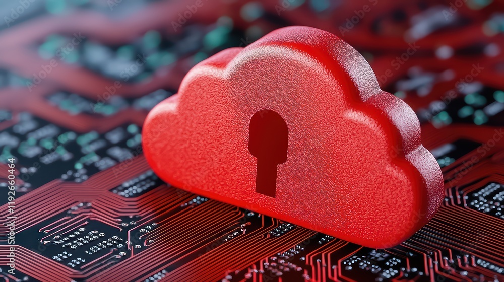 Poster secure cloud storage concept with digital circuit pattern background