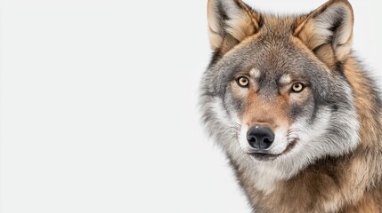 Fototapeta premium Wolf close up with copy space 