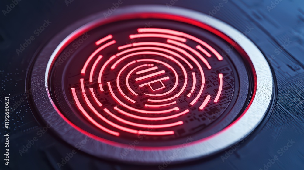 Poster abstract red circular design with glowing lines on dark surface