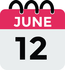 June 12 - Daily Calendar Icon with day of month
