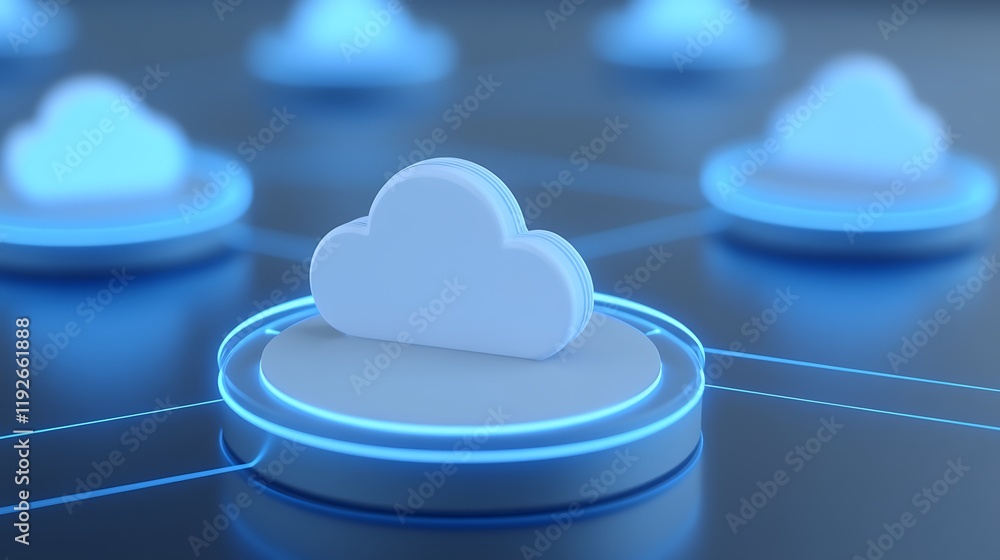 Aufkleber modern cloud computing concept with graphic clouds and digital connections on a futuristic backgroun