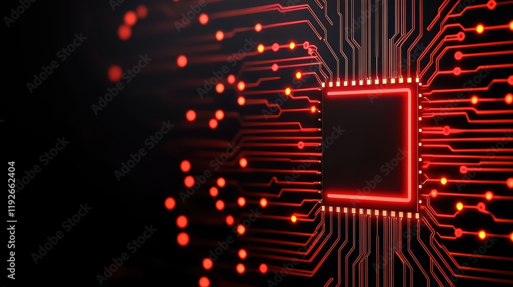 Poster abstract technology background with red circuit board design