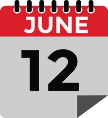 June 12 - Daily Calendar Icon with day of month
