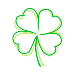 Día de San Patricio. Logo con silueta de dos tréboles de cuatro hojas con línea exterior para tarjetas y felicitaciones © teracreonte