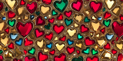 Fototapeta premium Heart-Shaped Gemstones for Love Background 