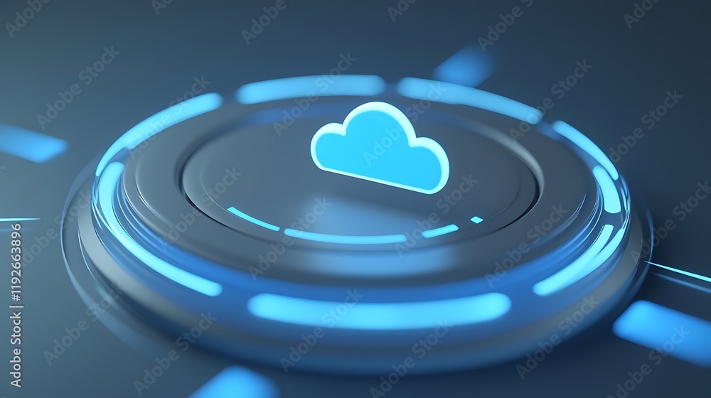 Poster modern cloud icon with futuristic design and glowing elements for digital technology and data storag