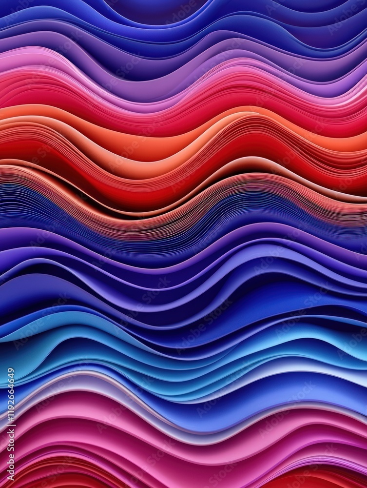Poster abstract wavy lines in vibrant colors create a dynamic, flowing visual effect, showcasing a blend of