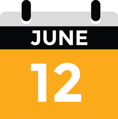 Fototapeta premium June 12 - Daily Calendar Icon with day of month 