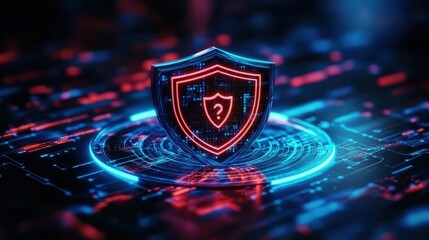 Digital Shield with Data Circuits Representing Cybersecurity Concept