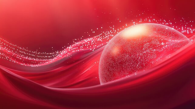 An abstract illustration of a glowing red globe, showcasing global digital connections with dynamic light effects.