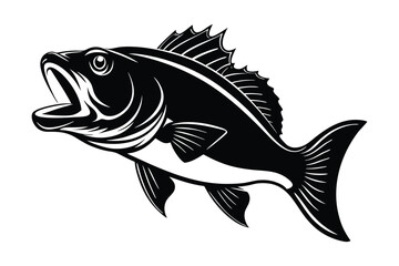 Silhouette of a big fish art illustration.eps