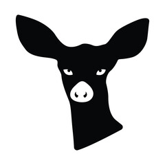Close-up Deer Face Decal with Big-Eared, Eyes, and Nose with Clean and Bold Lines, Hunting Clipart Vector
