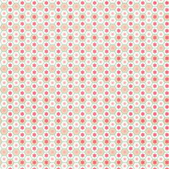 Fototapeta premium Hexagon floral seamless pattern with pink flowers on cream, perfect for quilting, retro fabric, wrapping paper, and vintage-inspired decorative projects.