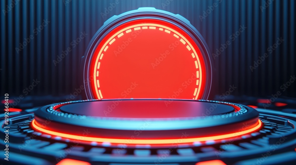 Aufkleber futuristic red display with circular frame and high-tech background