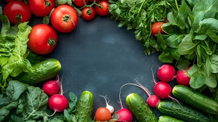 Fresh Vegetables Arranged In A Circular Pattern