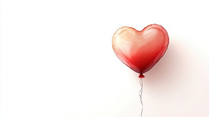 Romantic Red Heart Balloon with Smooth Glossy Finish on White Background