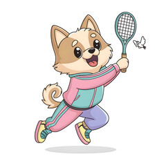 dog playing tennis