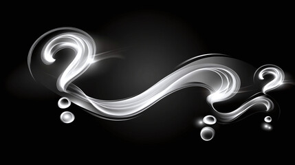 Question mark shaped white smoke on a black background. 