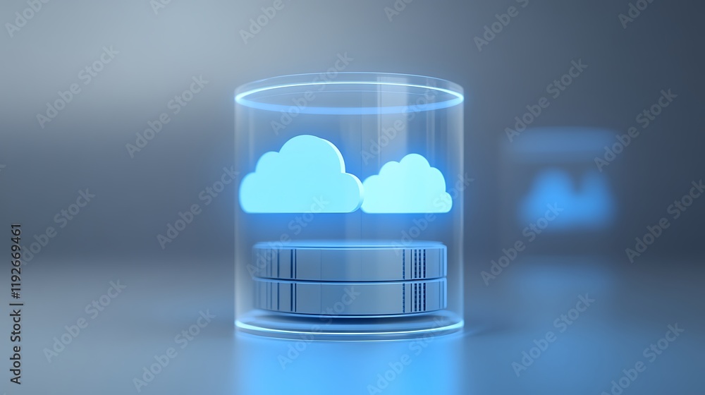 Aufkleber transparent cloud storage concept with data layers and cloud symbols in a modern digital environment