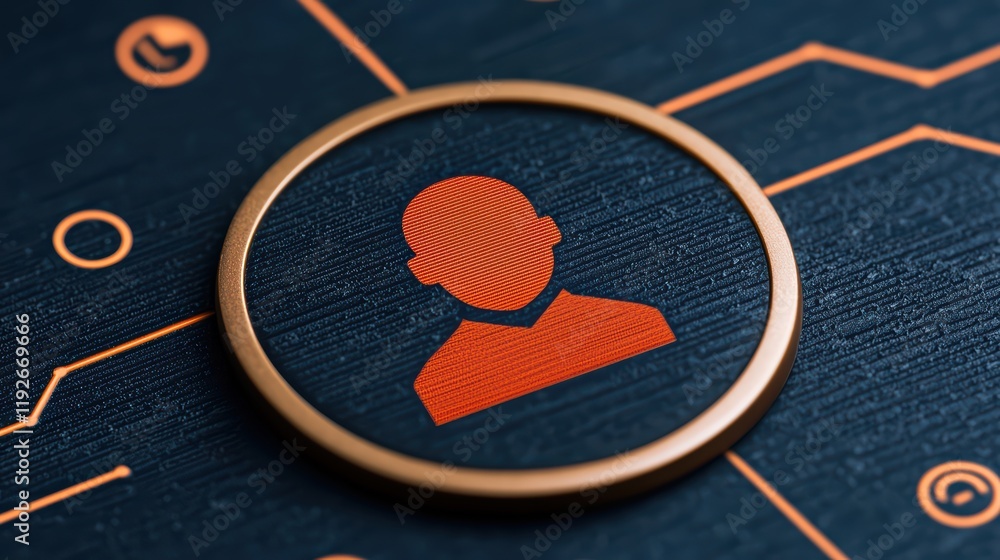 Poster iconic representation of user profile in digital technology interface