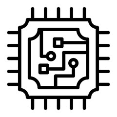 Processor Vector Line Icon Design