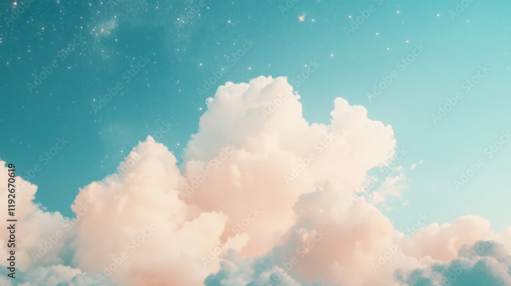 Canvas Prints twilight sky shows a beautiful blend of fluffy clouds and twinkling stars, creating a serene atmosph