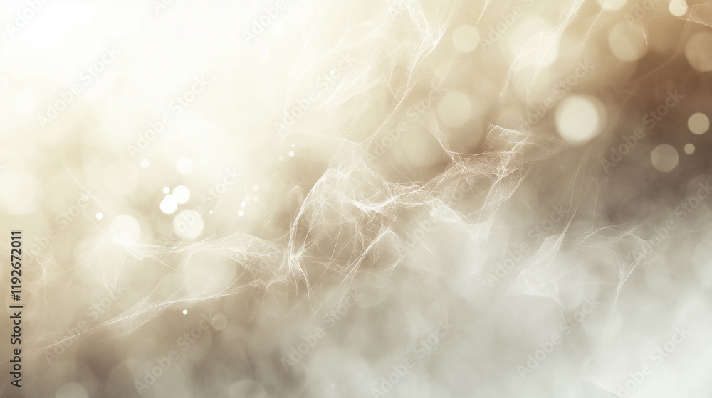 Wall mural light lines flow smoothly against a background of neutral shades, complemented by shimmering dots th