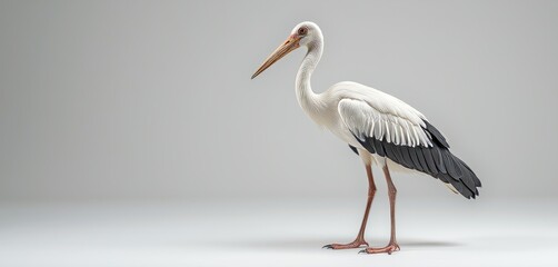 Fototapeta premium White stork standing against a plain background