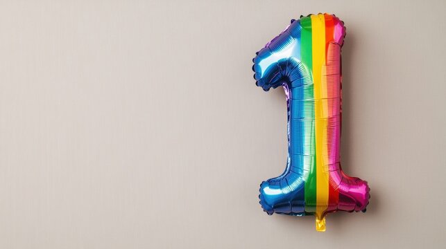 A vibrant number one balloon stands out against a soft gradient backdrop, perfect for birthday celebrations or milestone events