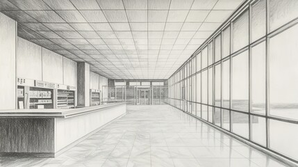 Fototapeta premium Architectural Drawing of a Modern Interior Space